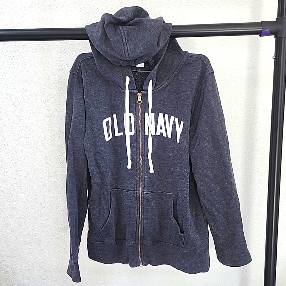 Old Navy women's medium zip up with hoodie. Charcoal.